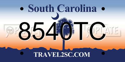 8540TC South Carolina License Plate