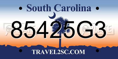 85425G3 South Carolina License Plate