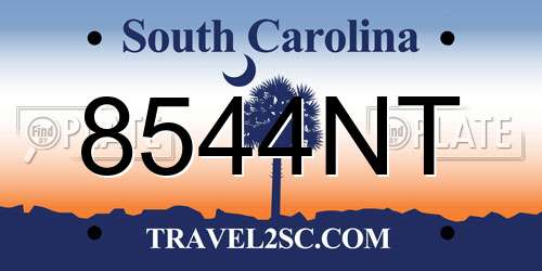 8544NT South Carolina License Plate