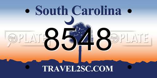 8548 South Carolina License Plate