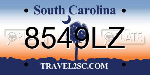 8549LZ South Carolina License Plate