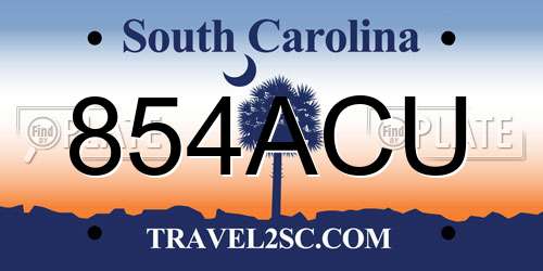 854ACU South Carolina License Plate