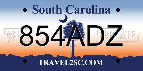 854ADZ South Carolina License Plate