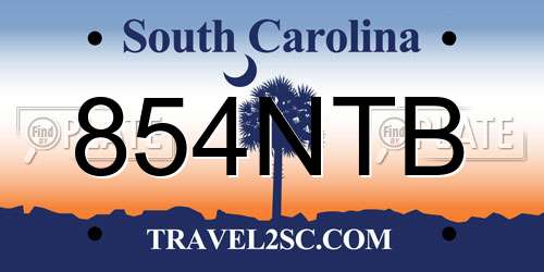 854NTB South Carolina License Plate