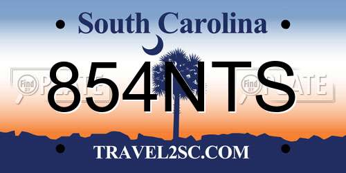 854NTS South Carolina License Plate