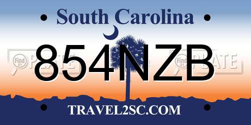 854NZB South Carolina License Plate