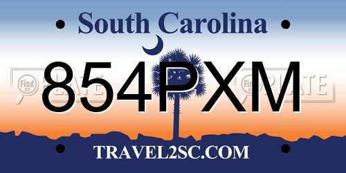 854PXM South Carolina License Plate