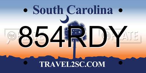 854RDY South Carolina License Plate