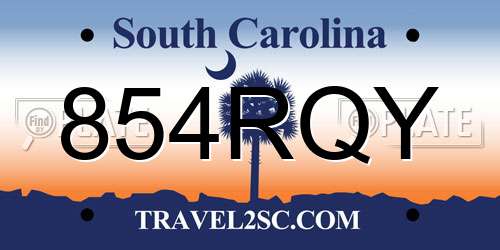 854RQY South Carolina License Plate