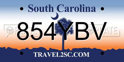 854YBV South Carolina License Plate