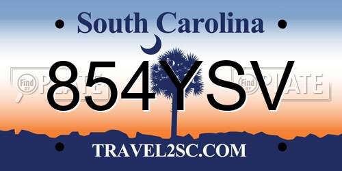854YSV South Carolina License Plate