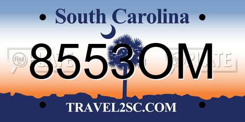 8553OM South Carolina License Plate