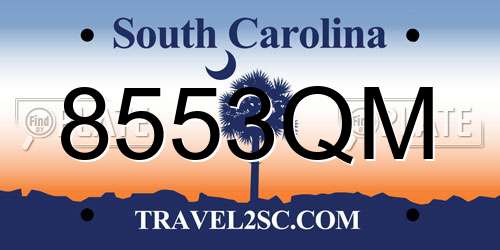 8553QM South Carolina License Plate
