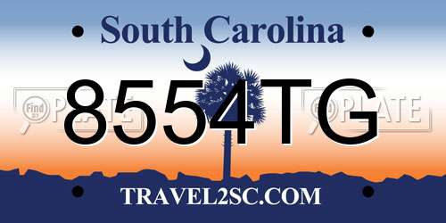 8554TG South Carolina License Plate