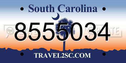 8555034 South Carolina License Plate