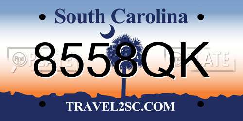 8558QK South Carolina License Plate