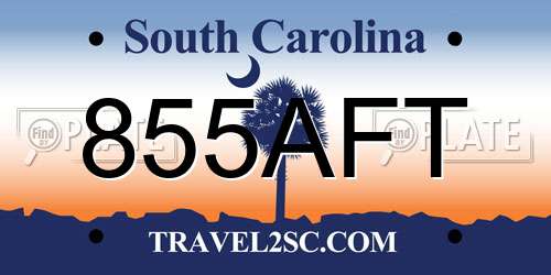 855AFT South Carolina License Plate