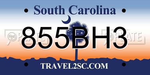 855BH3 South Carolina License Plate