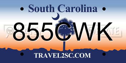 855CWK South Carolina License Plate