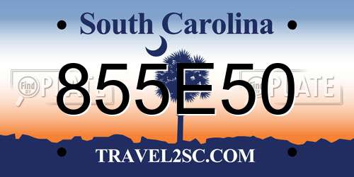 855E50 South Carolina License Plate