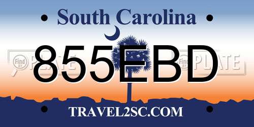 855EBD South Carolina License Plate