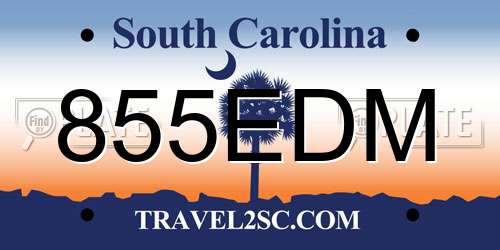 855EDM South Carolina License Plate