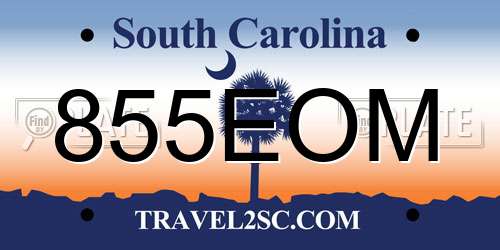 855EOM South Carolina License Plate