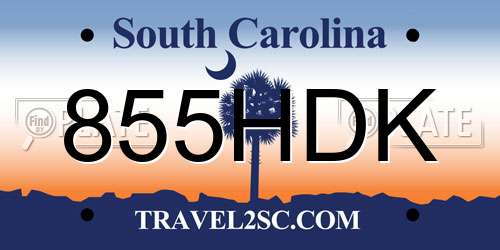 855HDK South Carolina License Plate