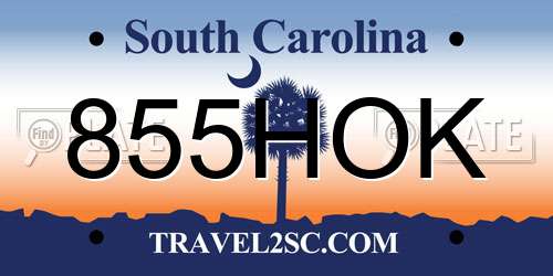855HOK South Carolina License Plate