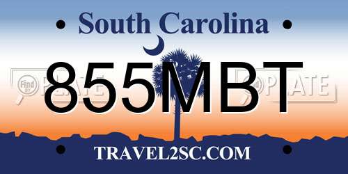 855MBT South Carolina License Plate
