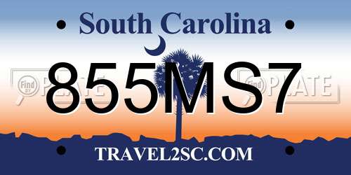855MS7 South Carolina License Plate