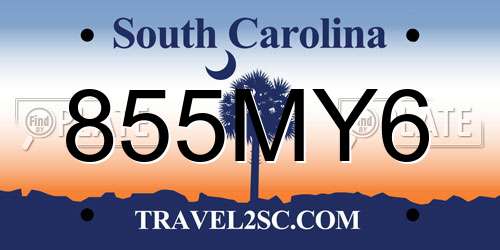 855MY6 South Carolina License Plate