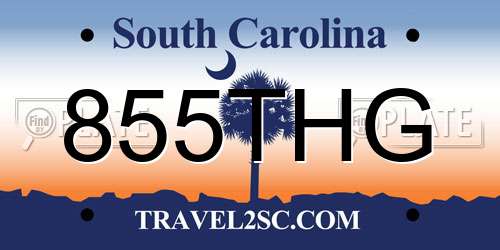 855THG South Carolina License Plate