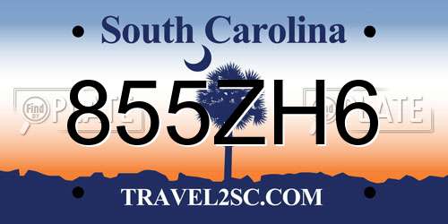 855ZH6 South Carolina License Plate