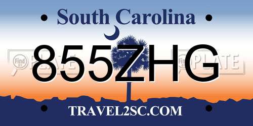 855ZHG South Carolina License Plate