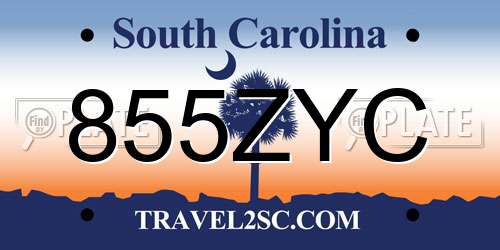 855ZYC South Carolina License Plate