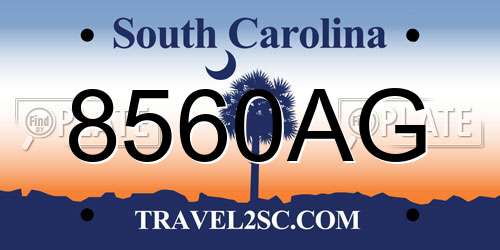 8560AG South Carolina License Plate