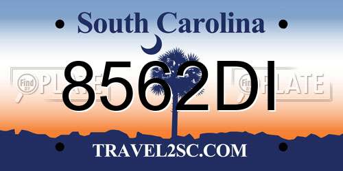 8562DI South Carolina License Plate