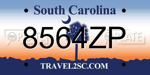 8564ZP South Carolina License Plate
