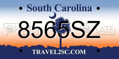 8565SZ South Carolina License Plate
