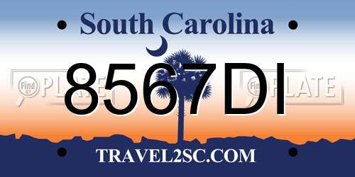 8567DI South Carolina License Plate