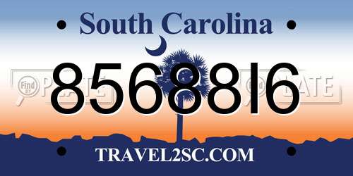 85688I6 South Carolina License Plate