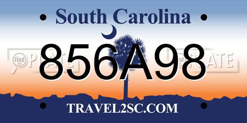 856A98 South Carolina License Plate