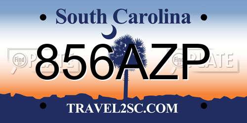 856AZP South Carolina License Plate