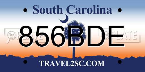 856BDE South Carolina License Plate