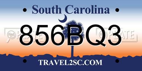 856BQ3 South Carolina License Plate