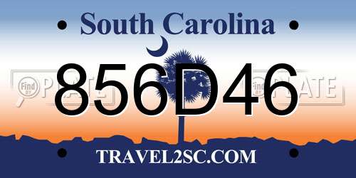 856D46 South Carolina License Plate