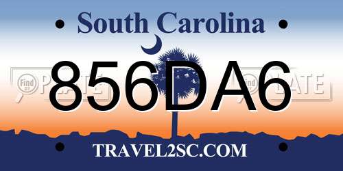 856DA6 South Carolina License Plate
