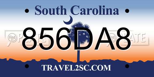 856DA8 South Carolina License Plate