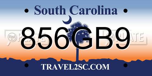 856GB9 South Carolina License Plate